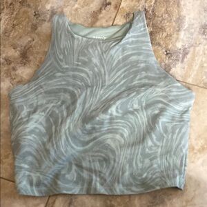 Old Navy Green Graphic Crop Tank Top